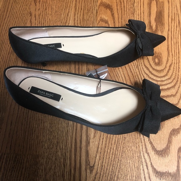 ZARA Black bow kitten heels Size 8 - Picture 5 of 5